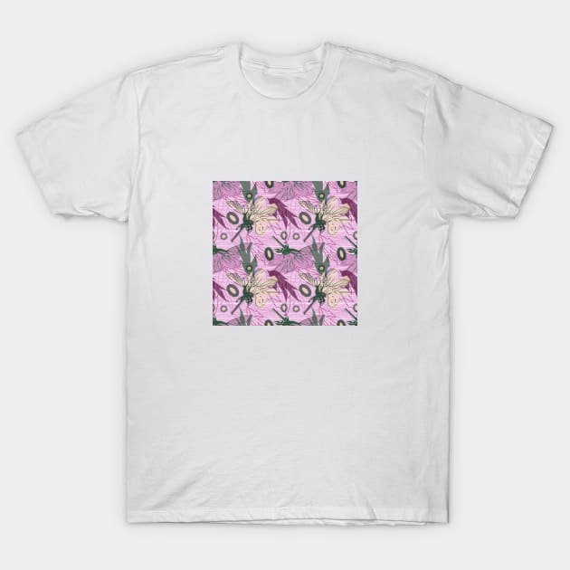 Modern Floral Dahlia Pattern T-Shirt by so_celia